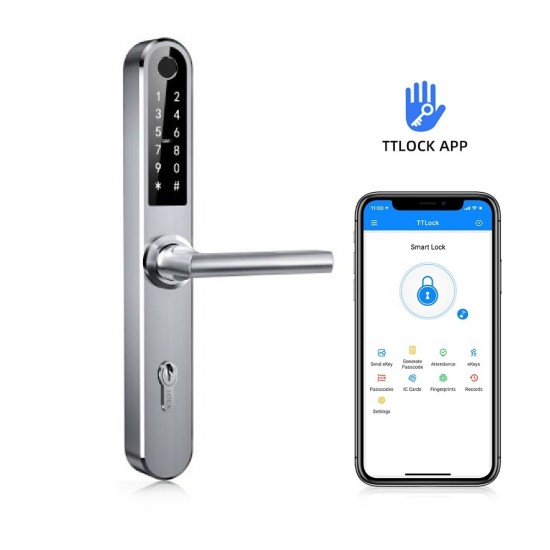 Išmanioji durų rankena iNOVO (Waterproof IP55) Bluetooth C72mm (Sidabrinė), Išmaniosios rankenos