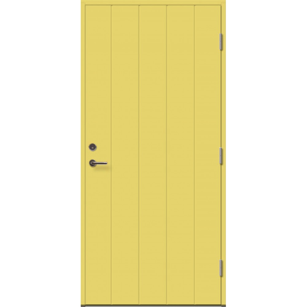 geltonos spalvos durys su spyna,  