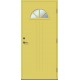 geltonos spalvos durys su spyna,  su stiklu