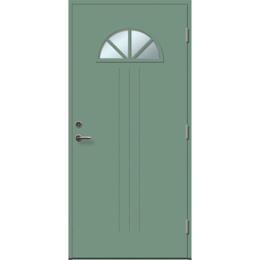 mėtinės žalio spalvos durys, klijuotos pušies,
