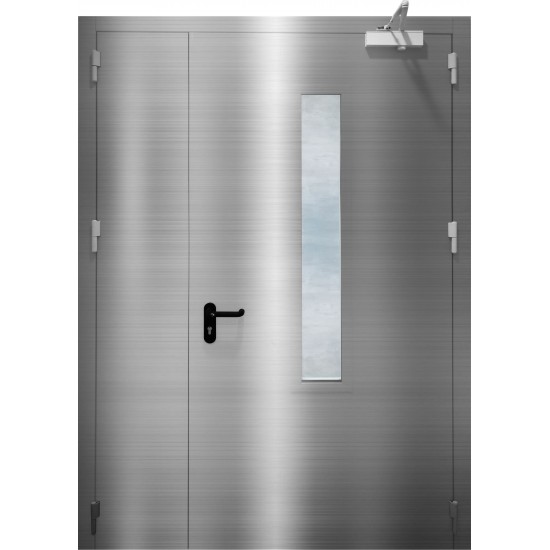 Nerūdijančio plieno dvivėrės sertifikuotos priešgaisrinės lauko durys – „protectus“ EI60, Nerūdijančio plieno durys