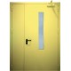 geltonos spalvos metalinės dvivėrės lauko durys su stiklu PROTECTUS, varčios storis 62mm