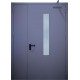 tamsiai mėlynos spalvos metalinės dvivėrės lauko durys su stiklu PROTECTUS, NESTANDARTINIŲ MATMENŲ METALINES DURIS