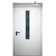 baltos spalvos metalinės lauko priešgaisrinės durys su stiklu PROTECTUS, aukšto tankio akmens vata