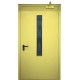 geltonos spalvos metalinės lauko priešgaisrinės durys su stiklu PROTECTUS, varčios storis 62mm