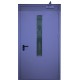 mėlynos spalvos metalinės lauko priešgaisrinės durys su stiklu PROTECTUS, su stiklinimu ir be jo