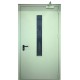 pastelinės žalios spalvos metalinės lauko durys su stiklu PROTECTUS, sertifikuotos priešgaisrinės apsaugos ir gelbėjimo departamento
