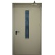 chaki spalvos metalinės lauko durys su stiklu PROTECTUS, sandarumo dūmams klasė Sa, Sm
