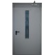 tamsiai pilkos spalvos metalinės vidaus priešgaisrinės durys su stiklu PROTECTUS, oro pralaidumo klasė 4