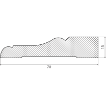 Grindjuostės PO 15x70x2440 frezuota pušinė balta S0502-Y