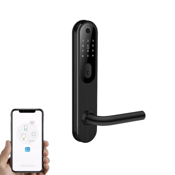 Išmanioji durų rankena iNOVO SMART HV65B (Waterproof IP55) tinka skandinaviškam (ASSA) standartui Juoda