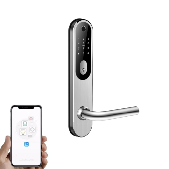 Išmanioji durų rankena iNOVO SMART HV65B (Waterproof IP55) tinka skandinaviškam (ASSA) standartui Sidabrinė