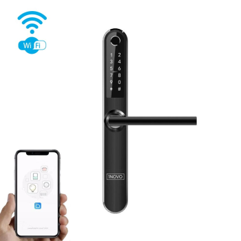Išmanioji durų rankena iNOVO (Waterproof IP55) Bluetooth & Wi-Fi su nuotoliniu valdymu Juoda