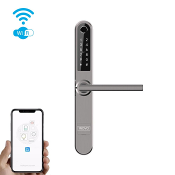 Išmanioji durų rankena iNOVO (Waterproof IP55) Bluetooth & Wi-Fi su nuotoliniu valdymu Pilka